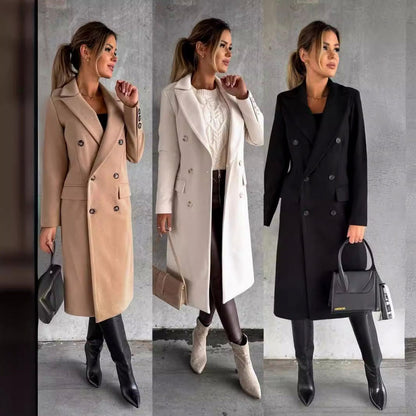 Double Breasted Lapel Midi Coat