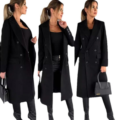 Double Breasted Lapel Midi Coat