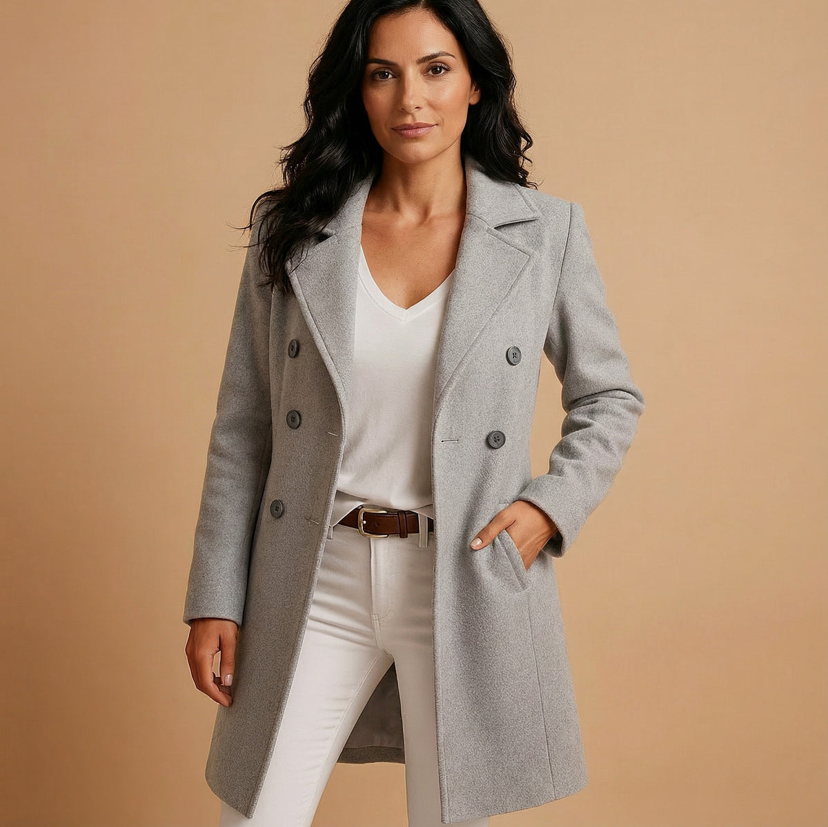 Double Breasted Long Sleeve Coat