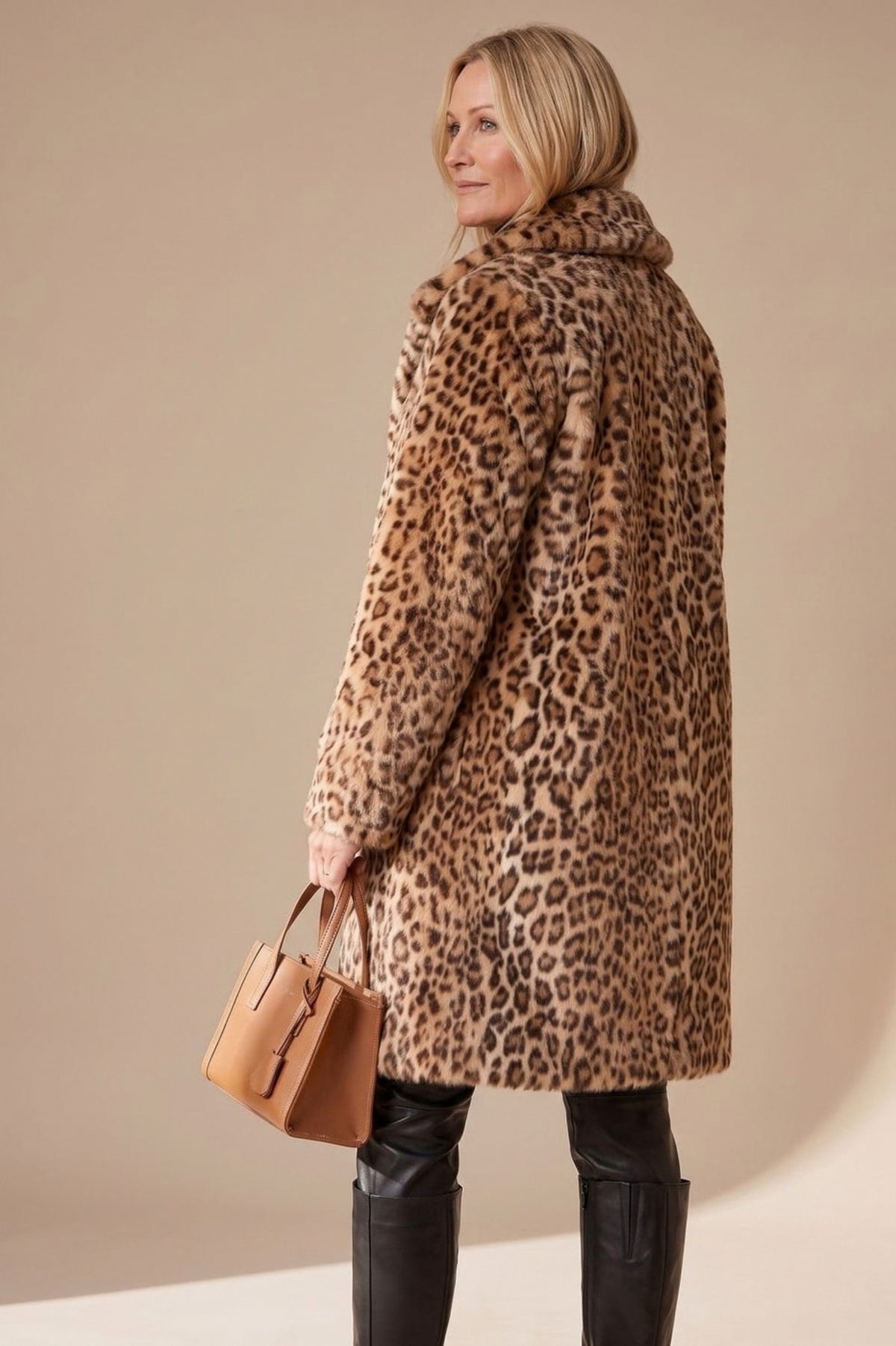Faux Fur Leopard Print Coat