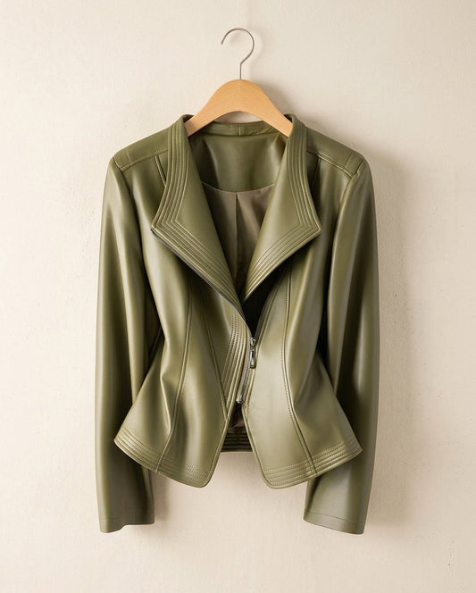 Faux Leather Zip Peplum Jacket