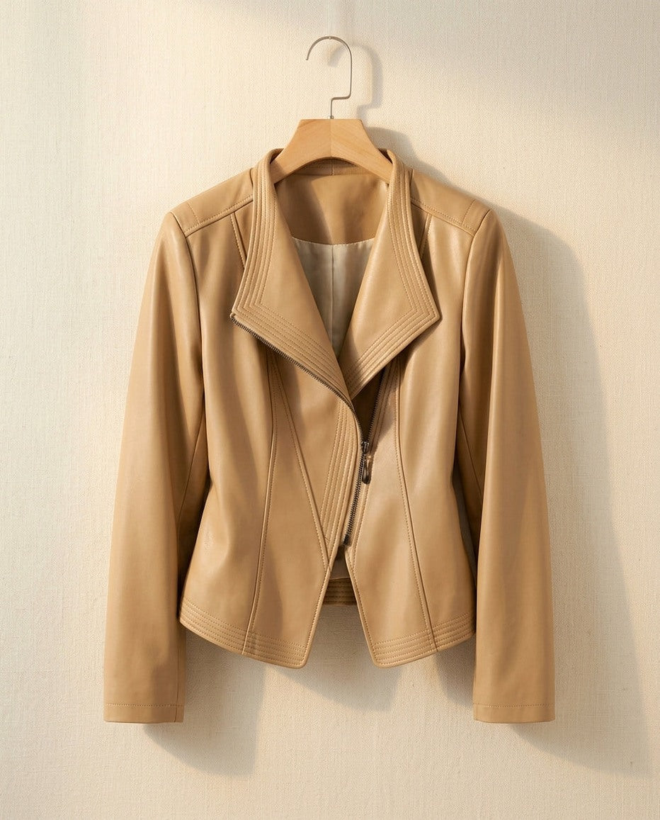 Faux Leather Zip Peplum Jacket