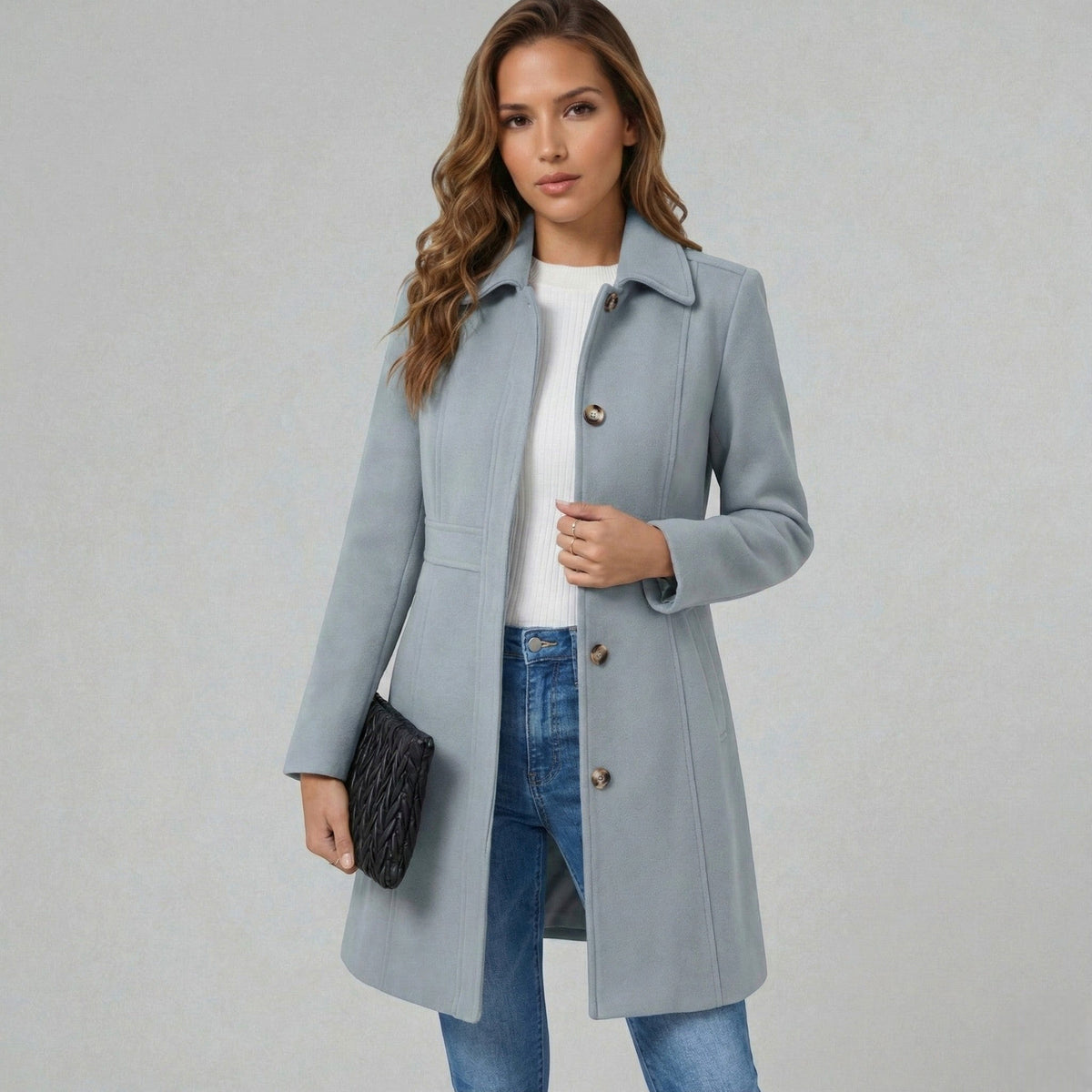 Fitted Collared Button Front Coat