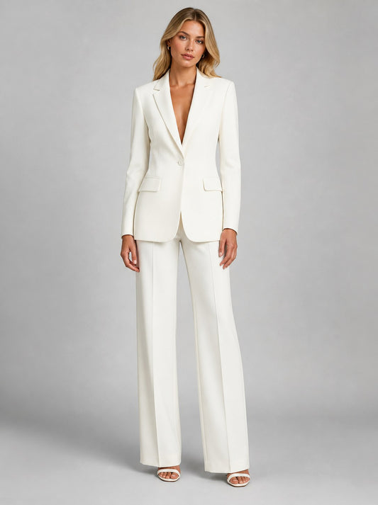 Fitted Long Sleeve Blazer Pants Matching Set