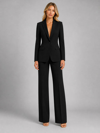 Fitted Long Sleeve Blazer Pants Matching Set
