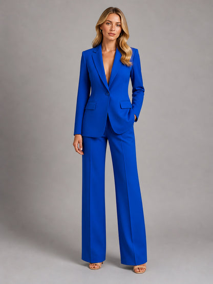Fitted Long Sleeve Blazer Pants Matching Set
