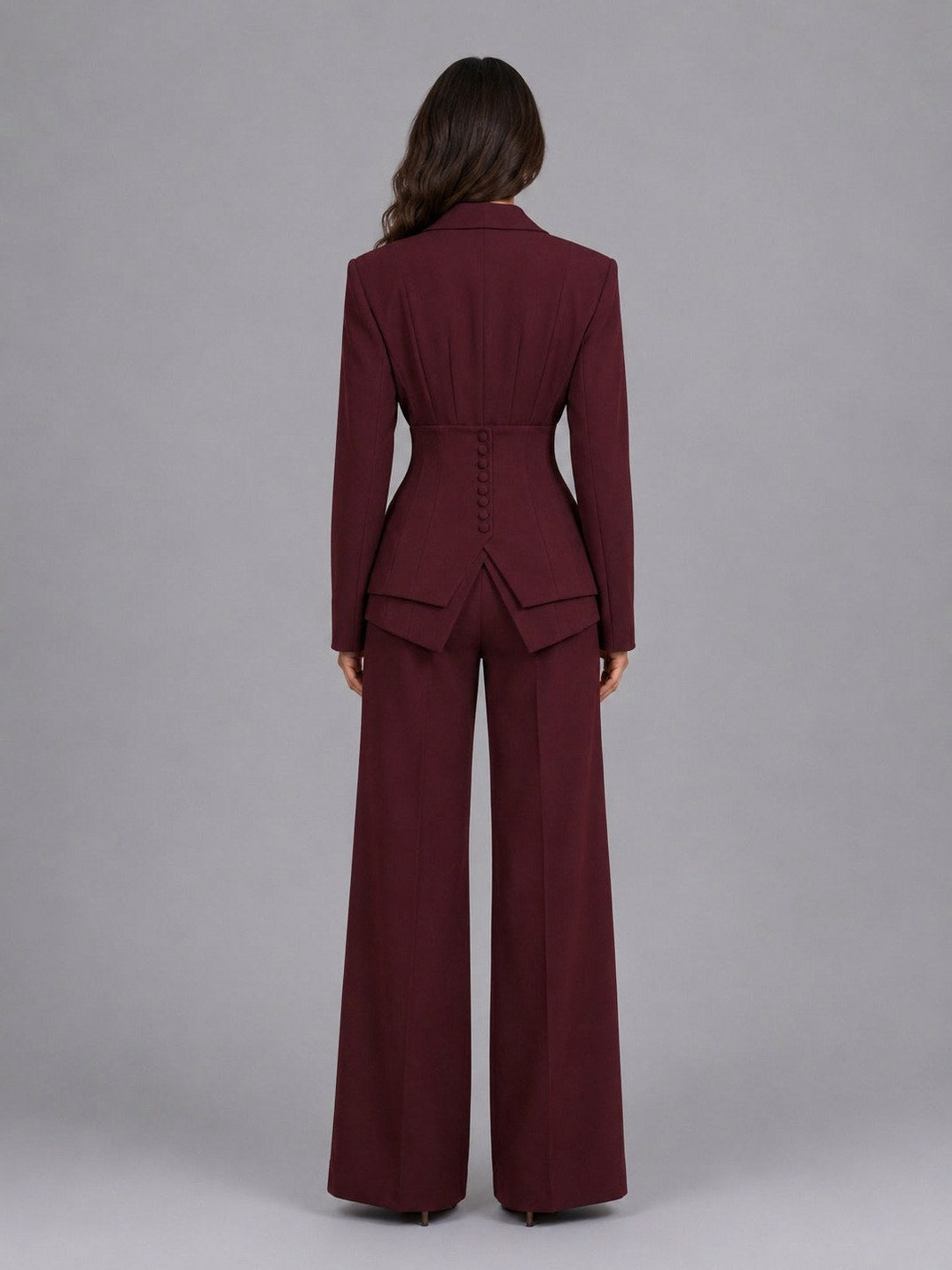 Fitted Long Sleeve Wide Leg Pants Two Piece Set
