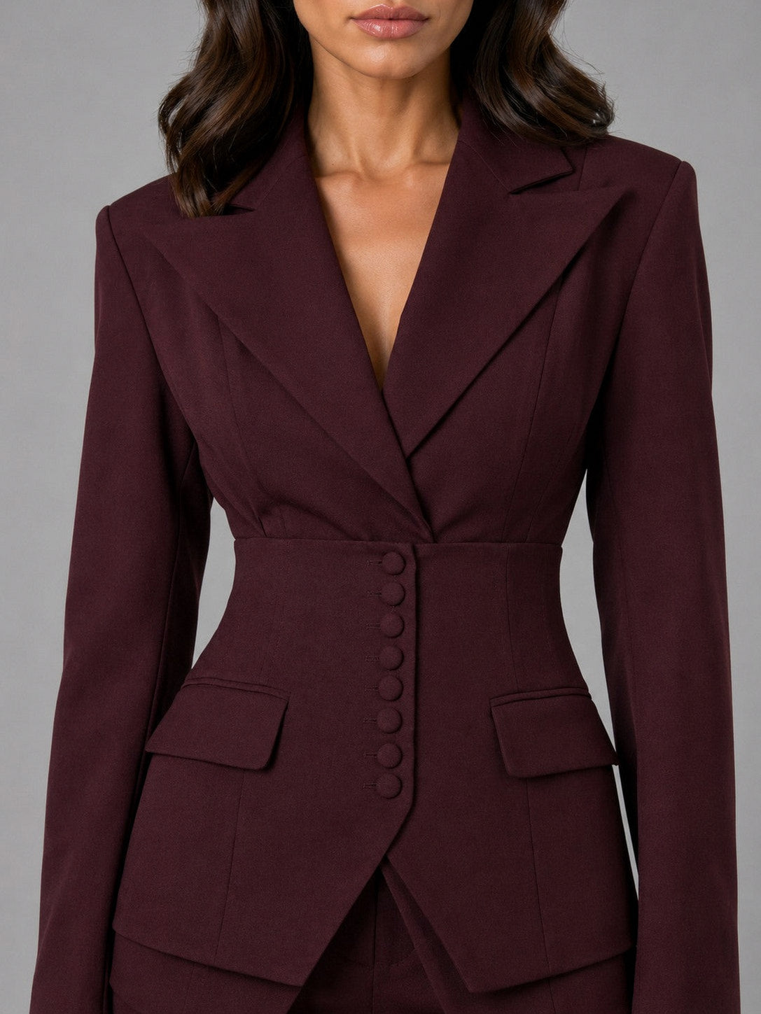 Fitted Long Sleeve Wide Leg Pants Two Piece Set