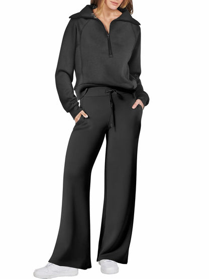 Fleece Half Zip Long Sleeve Matching Set
