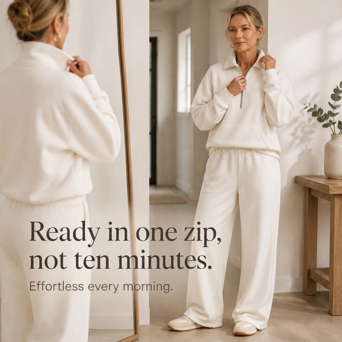Fleece Half Zip Long Sleeve Matching Set