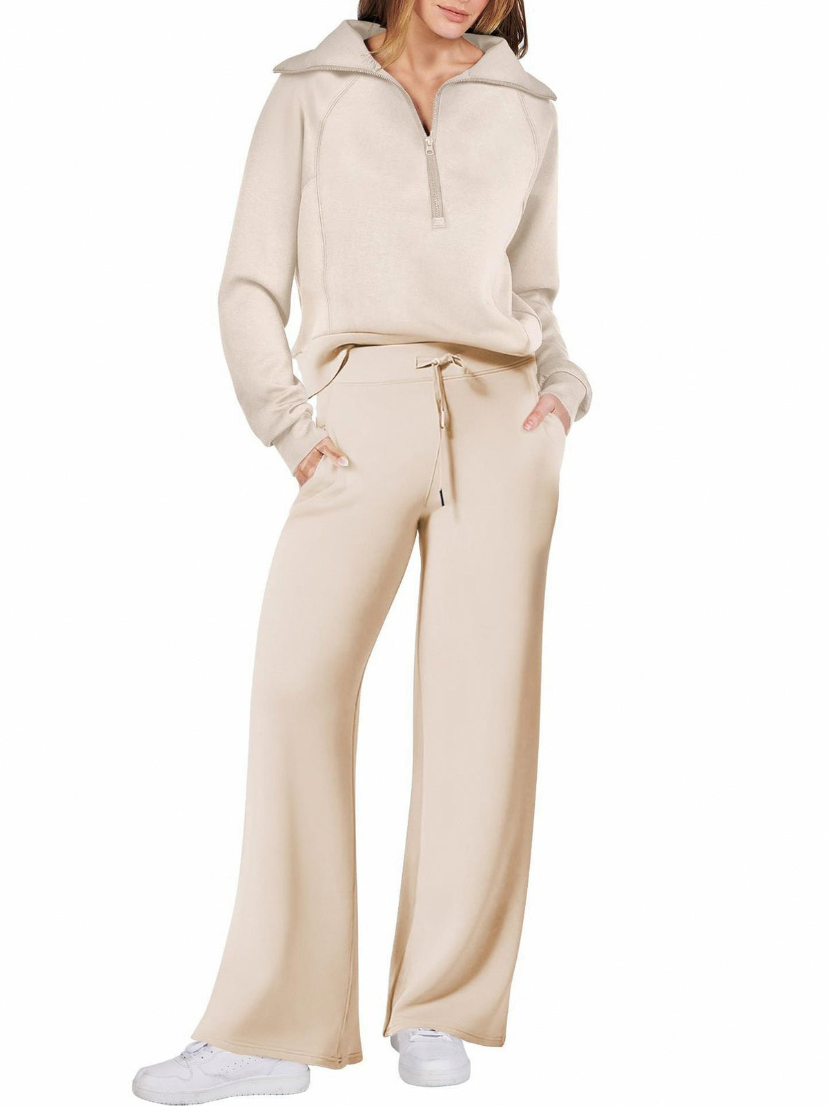 Fleece Half Zip Long Sleeve Matching Set