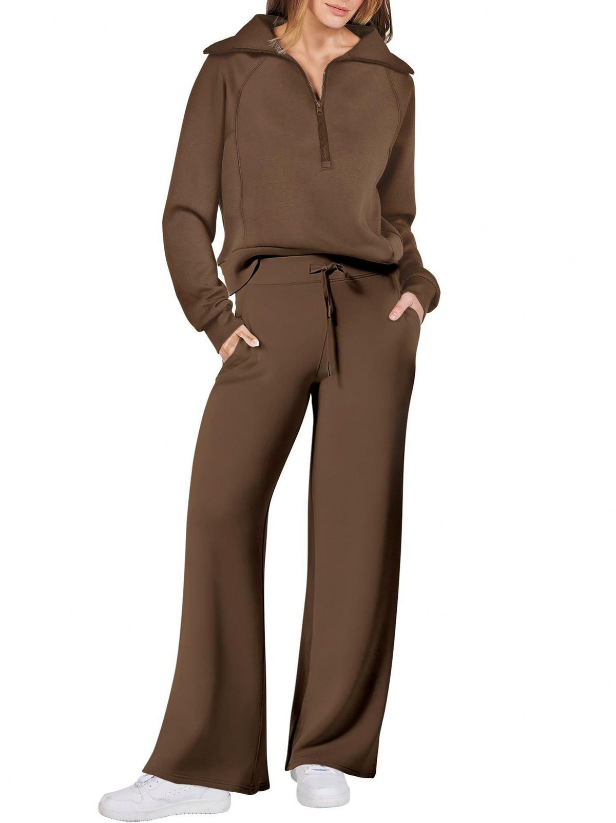 Fleece Half Zip Long Sleeve Matching Set