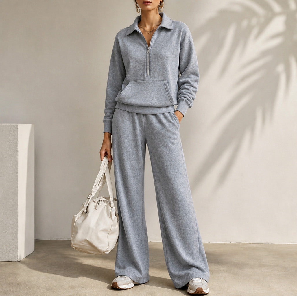 Fleece Half Zip Long Sleeve Matching Set