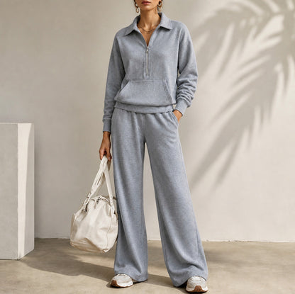 Fleece Half Zip Long Sleeve Matching Set