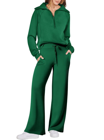 Fleece Half Zip Long Sleeve Matching Set