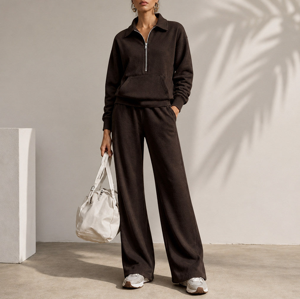 Fleece Half Zip Long Sleeve Matching Set