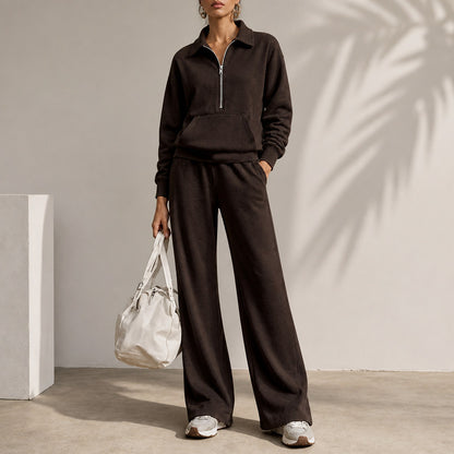 Fleece Half Zip Long Sleeve Matching Set