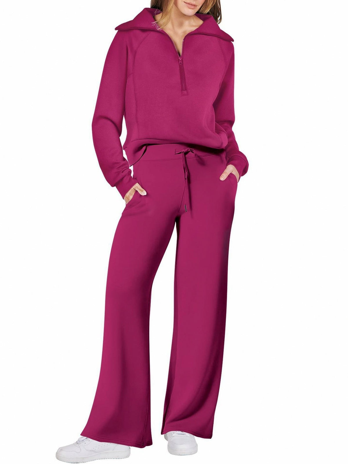 Fleece Half Zip Long Sleeve Matching Set