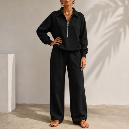 Fleece Half Zip Long Sleeve Matching Set