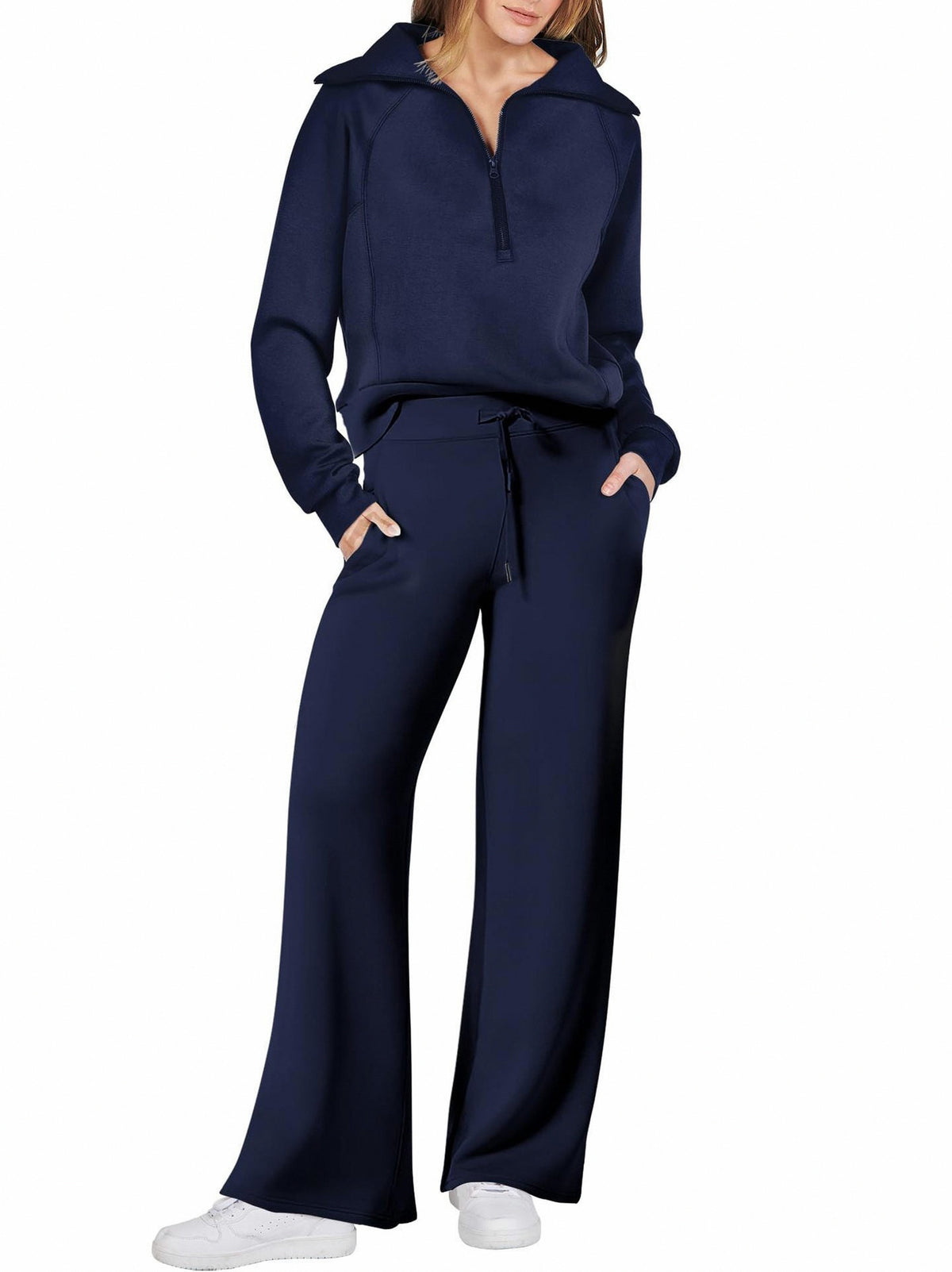 Fleece Half Zip Long Sleeve Matching Set