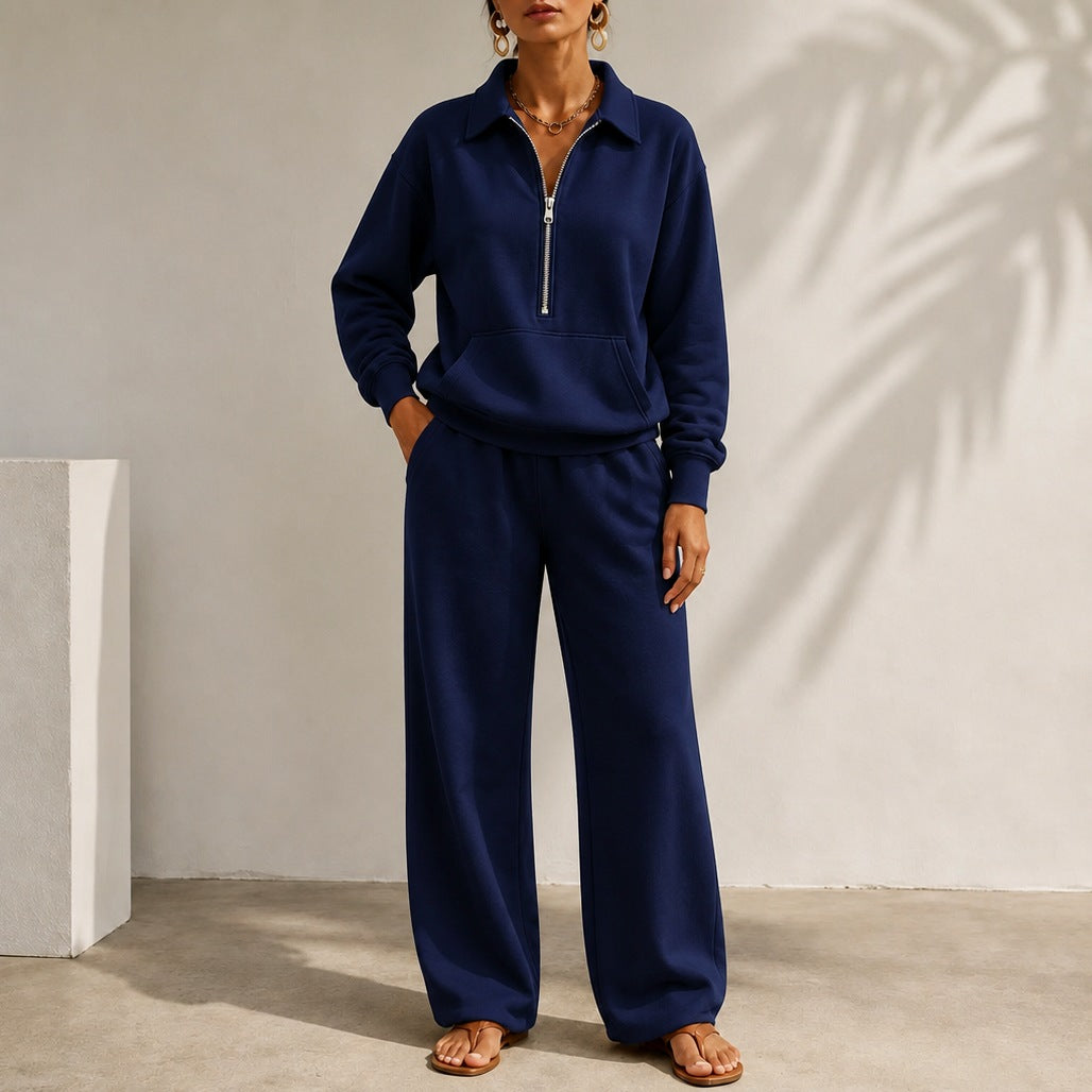 Fleece Half Zip Long Sleeve Matching Set