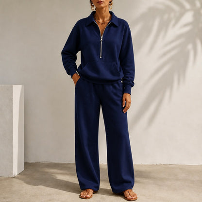 Fleece Half Zip Long Sleeve Matching Set