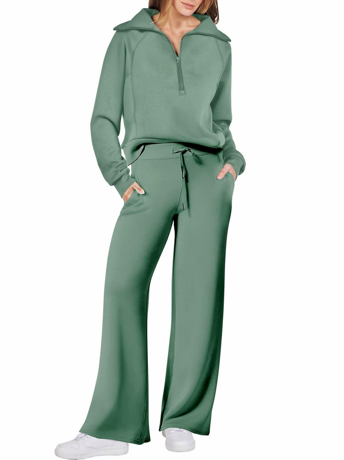 Fleece Half Zip Long Sleeve Matching Set