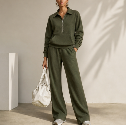 Fleece Half Zip Long Sleeve Matching Set