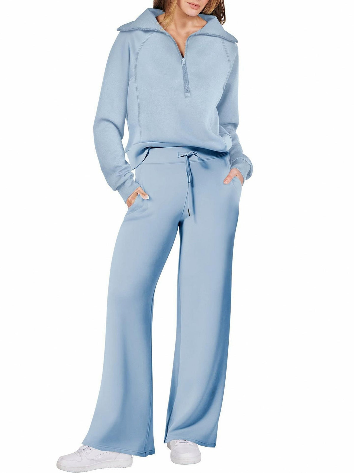 Fleece Half Zip Long Sleeve Matching Set