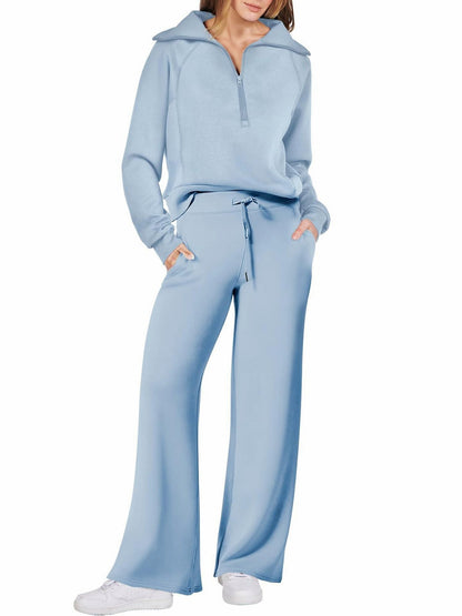 Fleece Half Zip Long Sleeve Matching Set