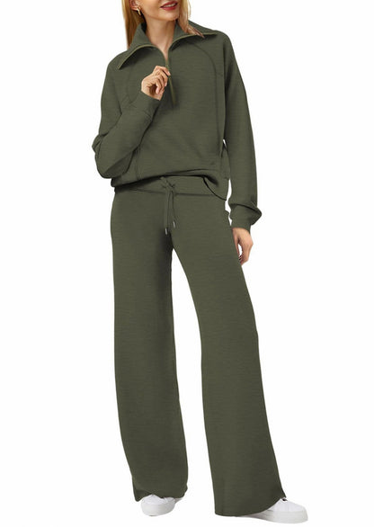 Fleece Half Zip Long Sleeve Matching Set