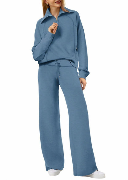 Fleece Half Zip Long Sleeve Matching Set