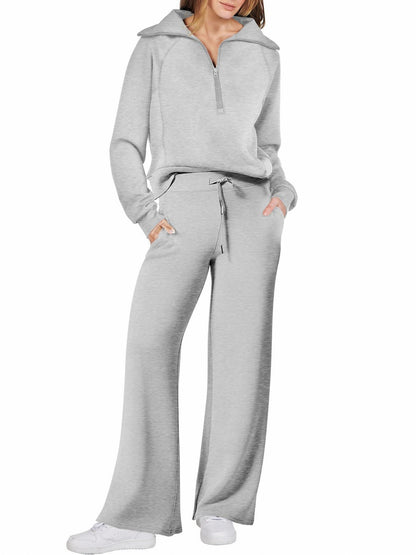 Fleece Half Zip Long Sleeve Matching Set
