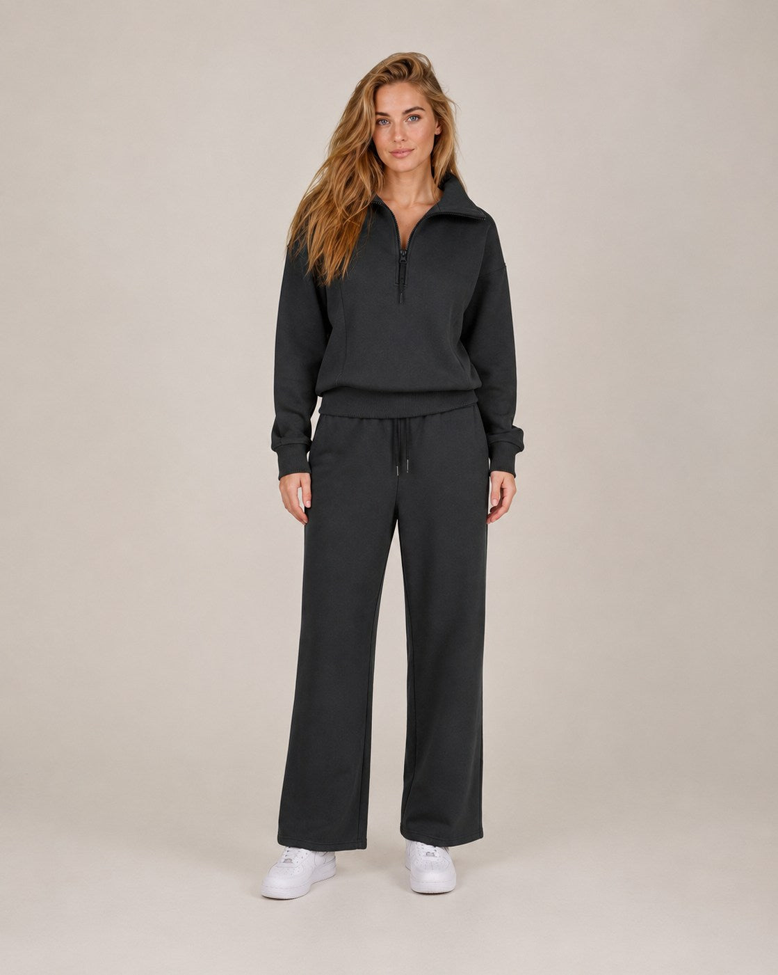Fleece Half Zip Long Sleeve Matching Set