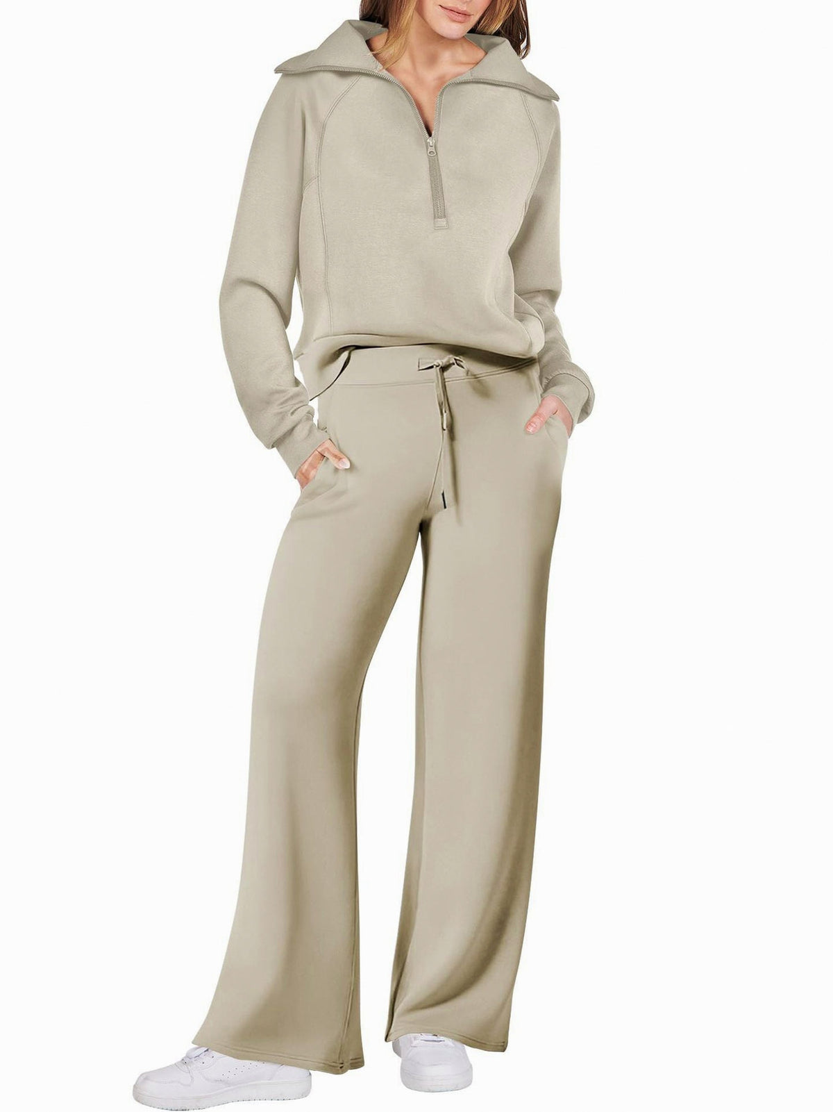 Fleece Half Zip Long Sleeve Matching Set