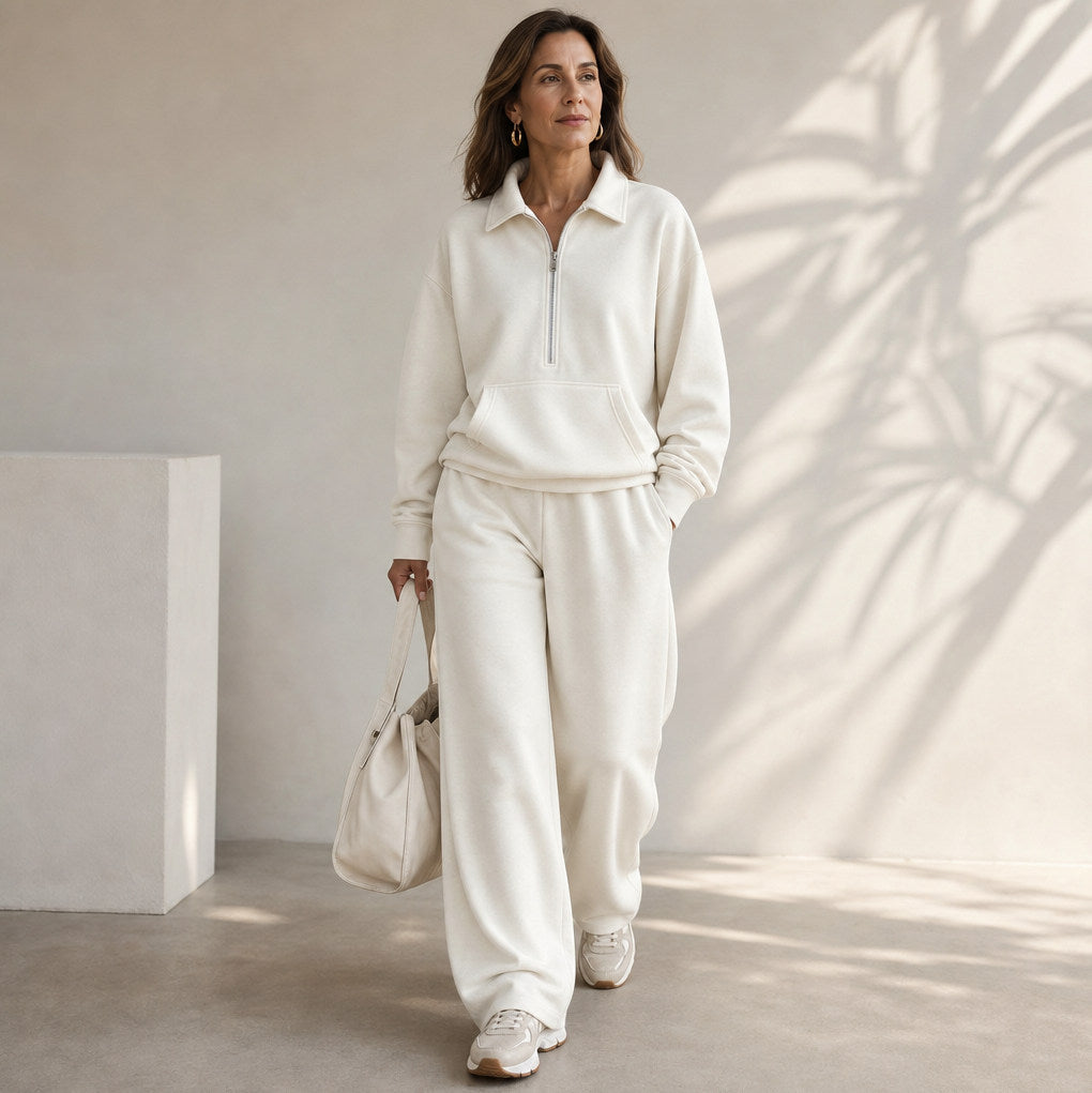 Fleece Half Zip Long Sleeve Matching Set