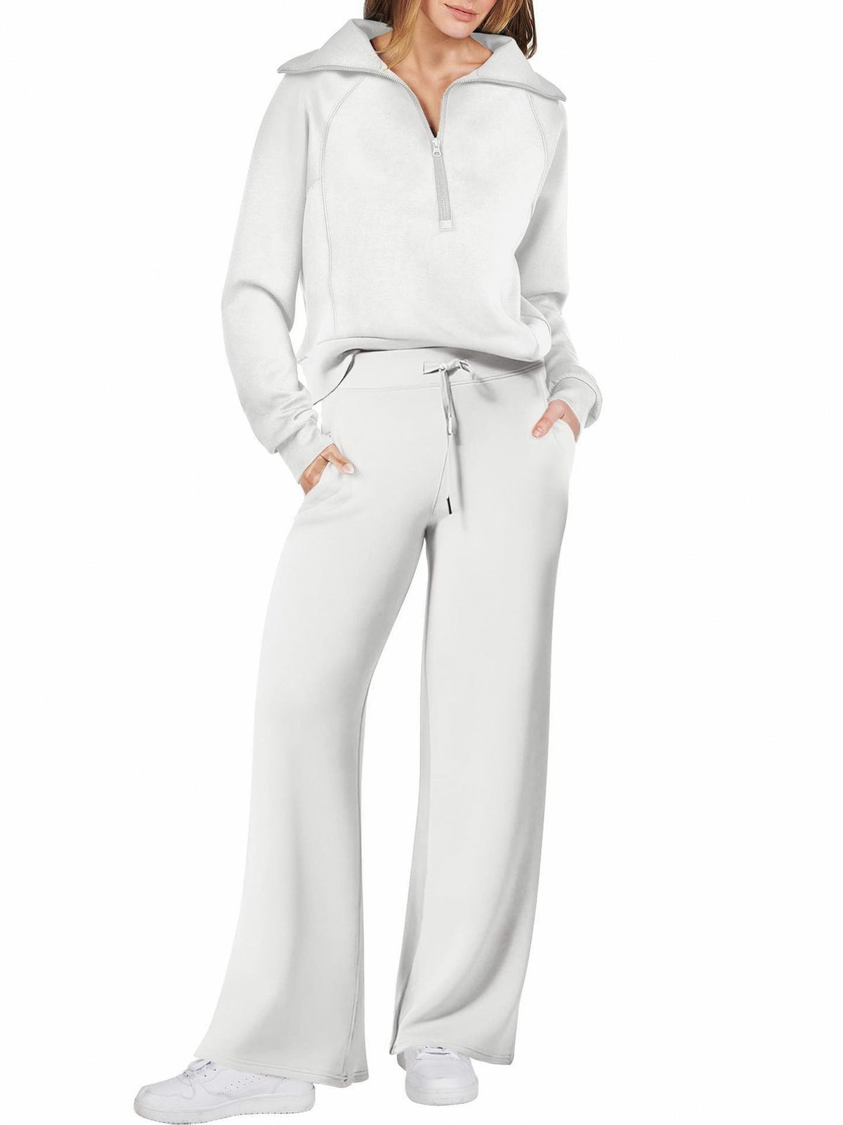 Fleece Half Zip Long Sleeve Matching Set