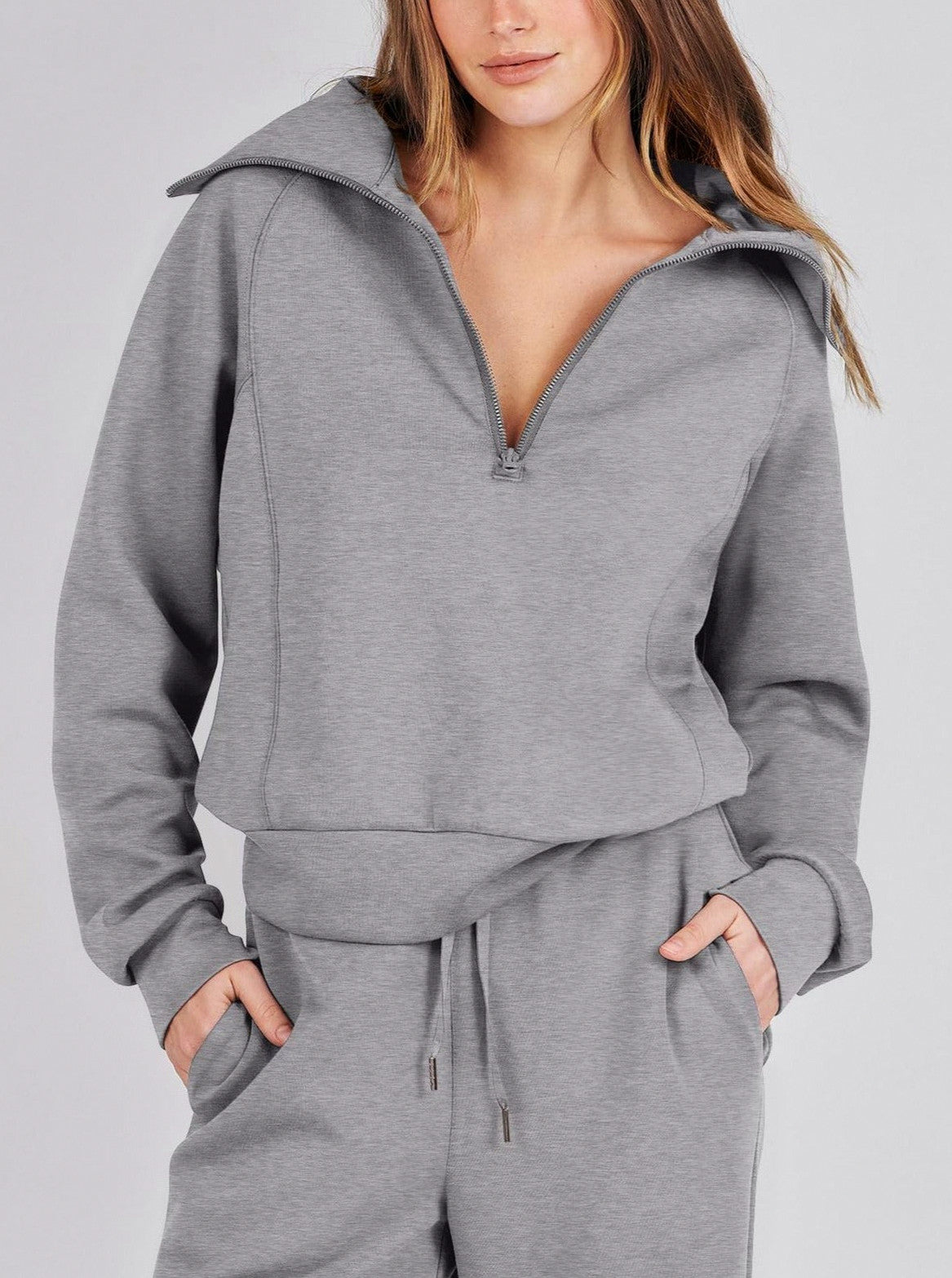 Fleece Half Zip Long Sleeve Matching Set