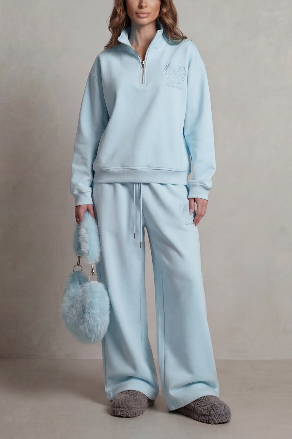 Fleece Half Zip Long Sleeve Two Piece Set