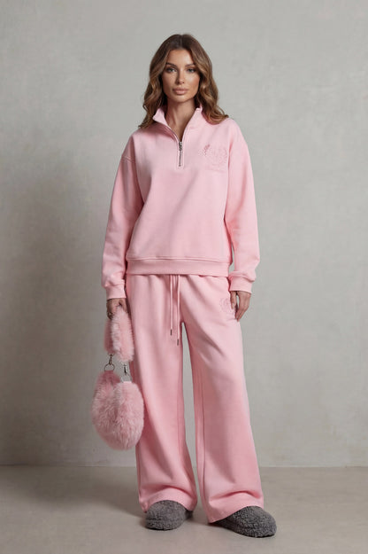 Fleece Half Zip Long Sleeve Two Piece Set