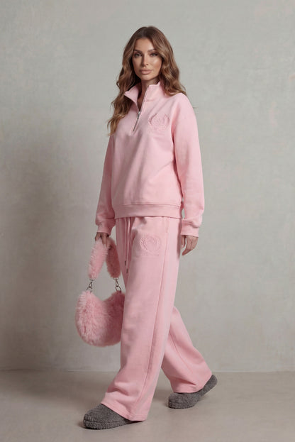 Fleece Half Zip Long Sleeve Two Piece Set