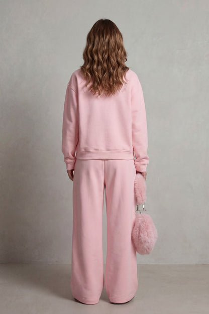 Fleece Half Zip Long Sleeve Two Piece Set