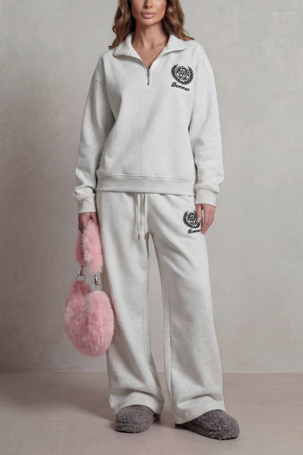 Fleece Half Zip Long Sleeve Two Piece Set