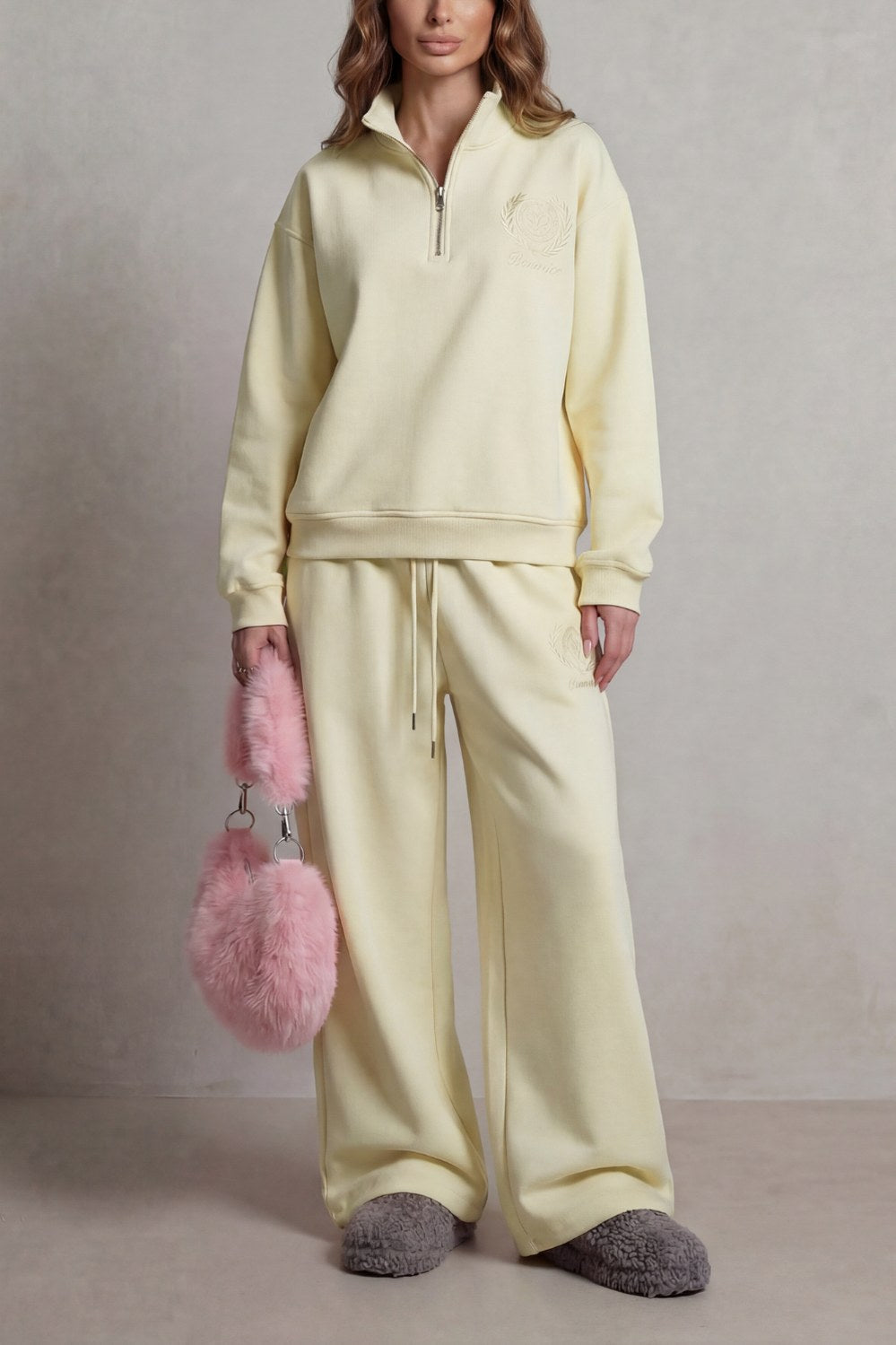 Fleece Half Zip Long Sleeve Two Piece Set