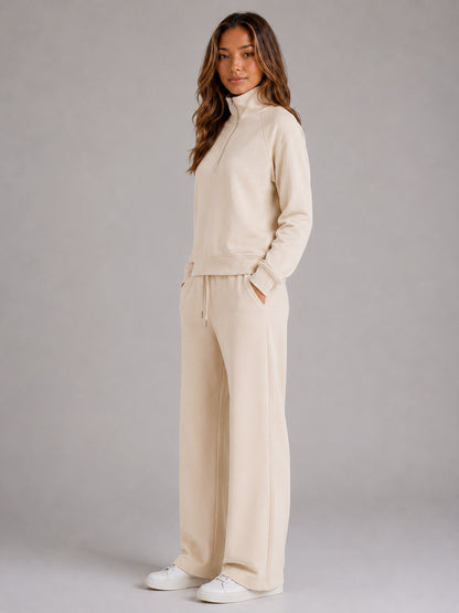 Fleece Half Zip Wide Leg Set