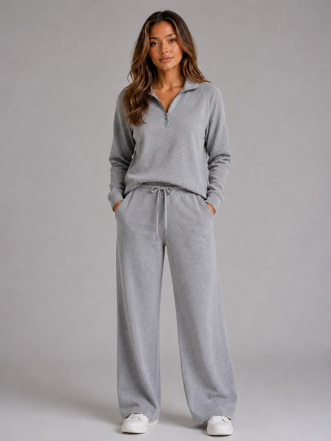 Fleece Half Zip Wide Leg Set