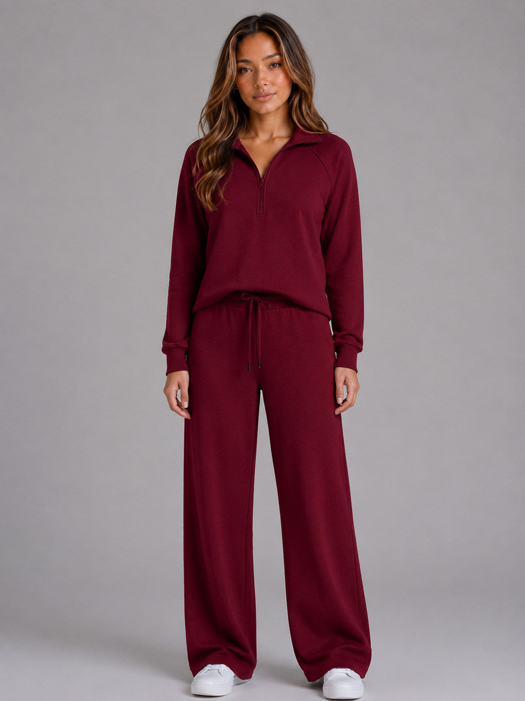 Fleece Half Zip Wide Leg Set