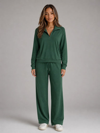 Fleece Half Zip Wide Leg Set