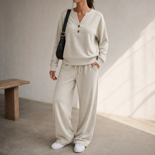 Fleece Henley Long Sleeve Matching Set