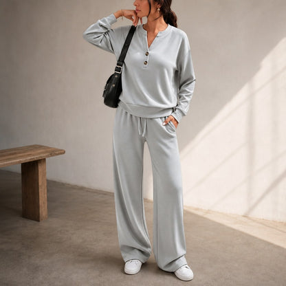 Fleece Henley Long Sleeve Matching Set